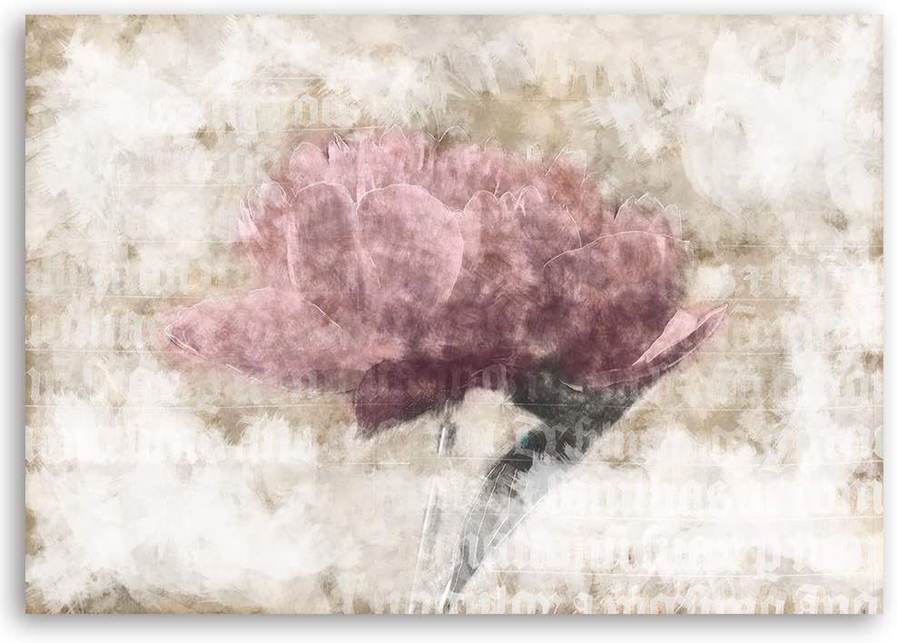 Wanddeko Blumen Kunst modern Bilder Retro Beige 100x70 cm Deko Paneel 100x70 cm Beige_a, Deko Paneel