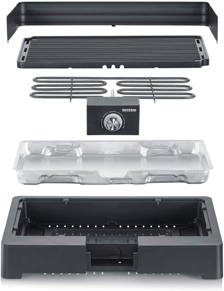 SEVERIN Tischgrill mit Aluminium-Grillplatte für drinnen und draussen, Elektrogrill mit schnellem Gr