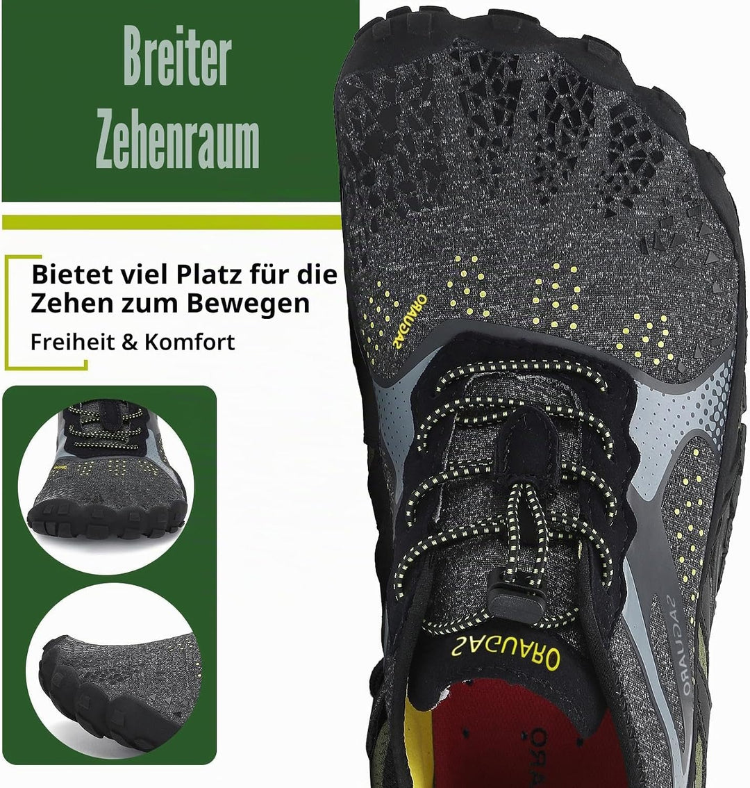 SAGUARO Unisex Barfussschuhe Leicht Atmungsaktive Zehenschuhe fur Outdoor &amp; Indoor 36 EU Schwarz, 36