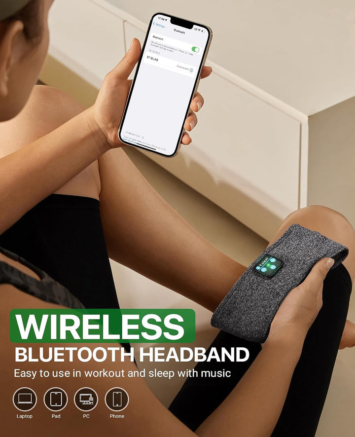 Schlafkopfhörer Bluetooth, Schlafkopfhörer Stirnband Weich Elastisch Bequem Bluetooth Stirnband Kopf