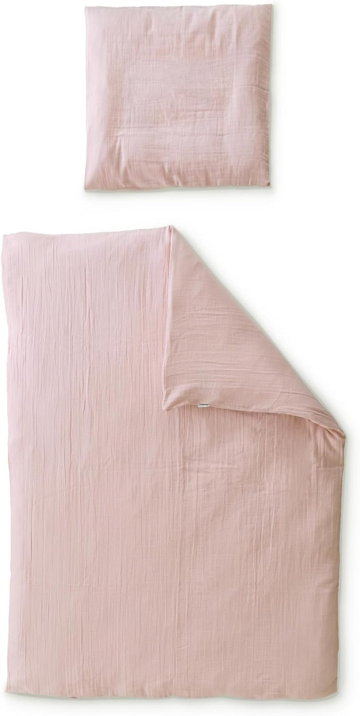 Ehrenkind® Bettwäsche-Set Musselin | 100% Bio-Baumwolle | Standard 100 by Oeko-TEX | 220x155cm + 80x
