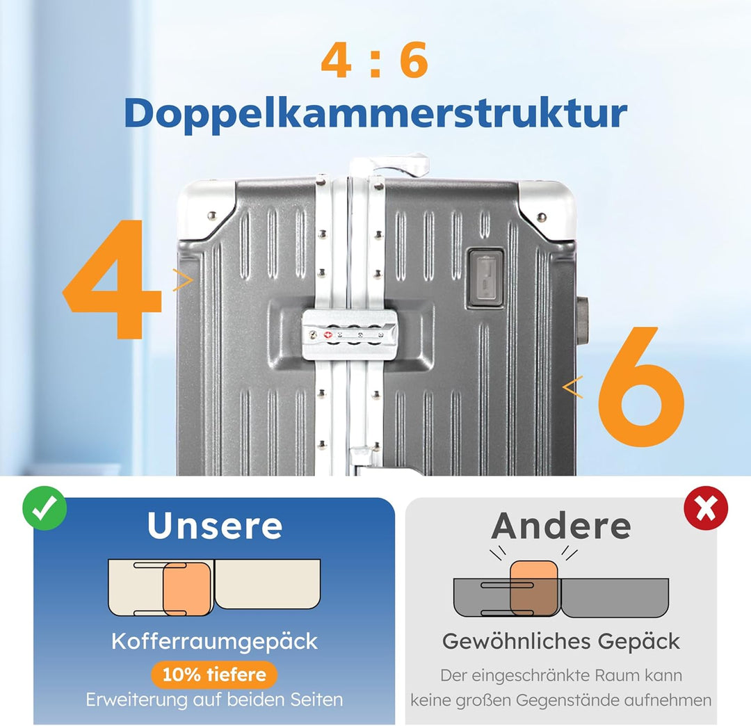 ALPHA CAMP Koffer Grösse XL Reisekoffer Leicht Hartschalenkoffer Polycarbonat 92L Luggage Suitcase m