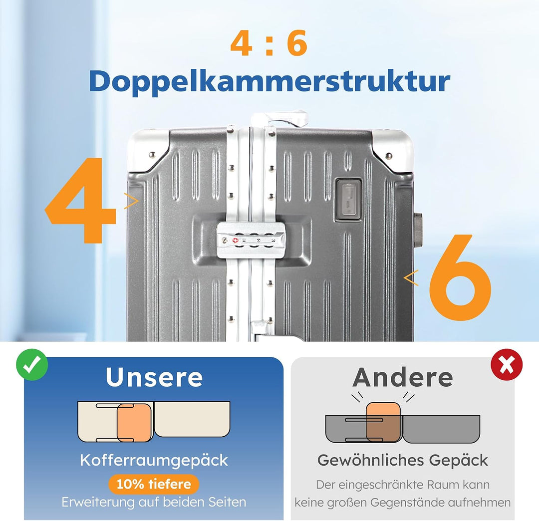 ALPHA CAMP Koffer Grösse XXL Reisekoffer Leicht Hartschalenkoffer Polycarbonat 105L Luggage Suitcase