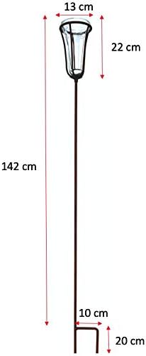 Hirsch Terracotta Regenmesser auf Stab aus Metall in Rost, stabil und robust, für den Garten, Nieder