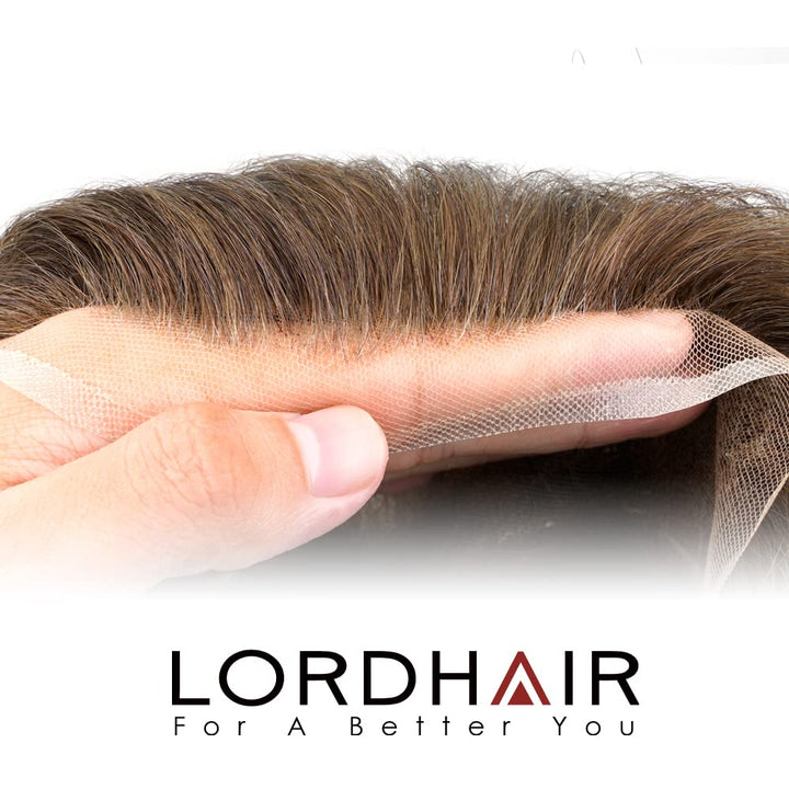 Lordhair Perücke Männer,Realität Toupet, 0,08 mm Dünne Leder Basis 20 * 25 CM Leichtes Haarersatzsys