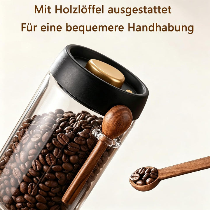 SUGODA Luftdichte Kaffeedose, 1200 ml Vakuumversiegelung für Gläser, Vorratsgläser mit Vakuumdeckel,