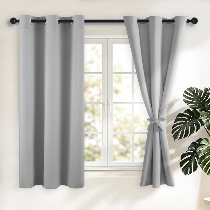 Hiasan Verdunklungsvorhänge Gardinen mit Ösen,Silver grau Blickdicht Vorhänge,2 Stück,106 x 160 cm (