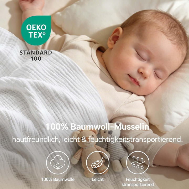 BEDELITE Musselin Decke 150 x 200 für Erwachsene - weiche & atmungsaktive Sommer Tagesdecke als Kusc