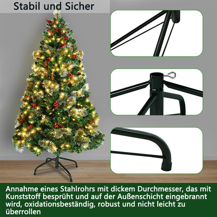 Aufun Künstlicher Weihnachtsbaum Tannenbaum mit Beleuchtung 260 LED warm-weiss inkl. Metallständer 4