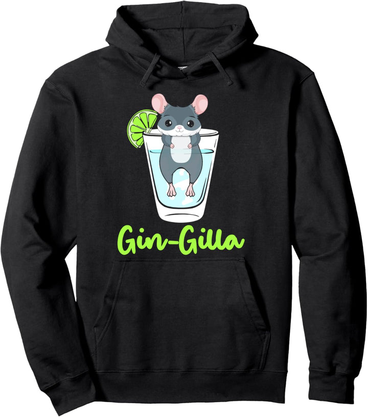 Gin Gilla Lustiger Wollmaus Wortwitz Chinchilla in Gin Glas Pullover Hoodie