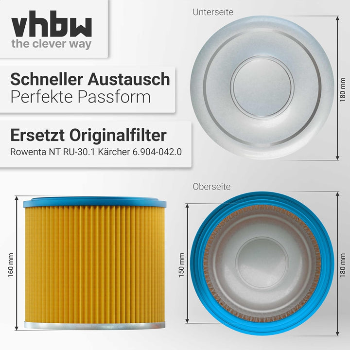 vhbw 1x Faltenfilter kompatibel mit Metabo AS 8000 Staubsauger