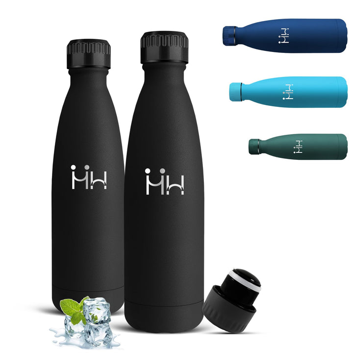 Mujigaga Thermosflasche, 500ml Trinkflasche Edelstahl, BPA-Frei, Trinkflasche Auslaufsicher, 24h Kal
