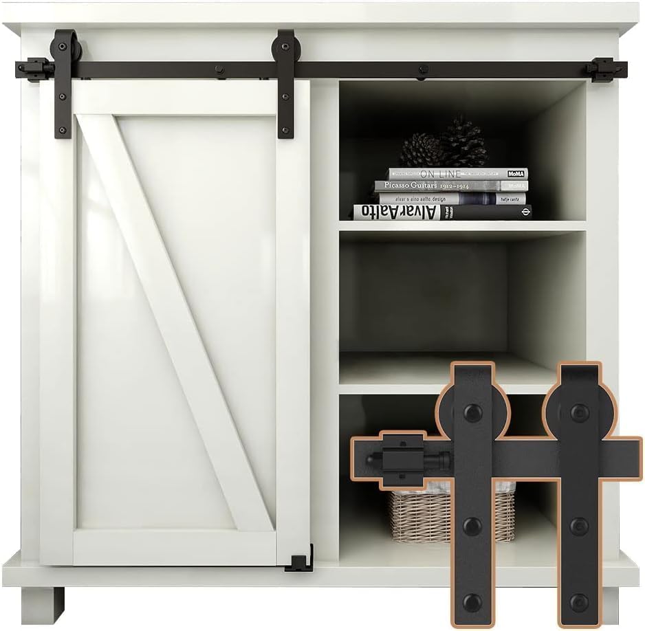 2.5FT/76.2cm Schiebetürbeschlag Mini Schiebetür-Hardware-Kit für Einzeltür TV-Ständer, Kleiner Kleid