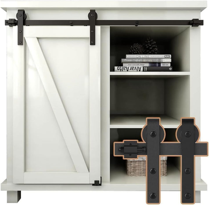 2.5FT/76.2cm Schiebetürbeschlag Mini Schiebetür-Hardware-Kit für Einzeltür TV-Ständer, Kleiner Kleid