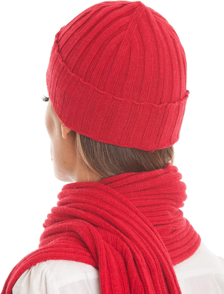 Dalle Piane Cashmere - Schal und hut aus Kaschmir-Gemisch - für Damen/Herren Einheitsgrösse Rot, Ein