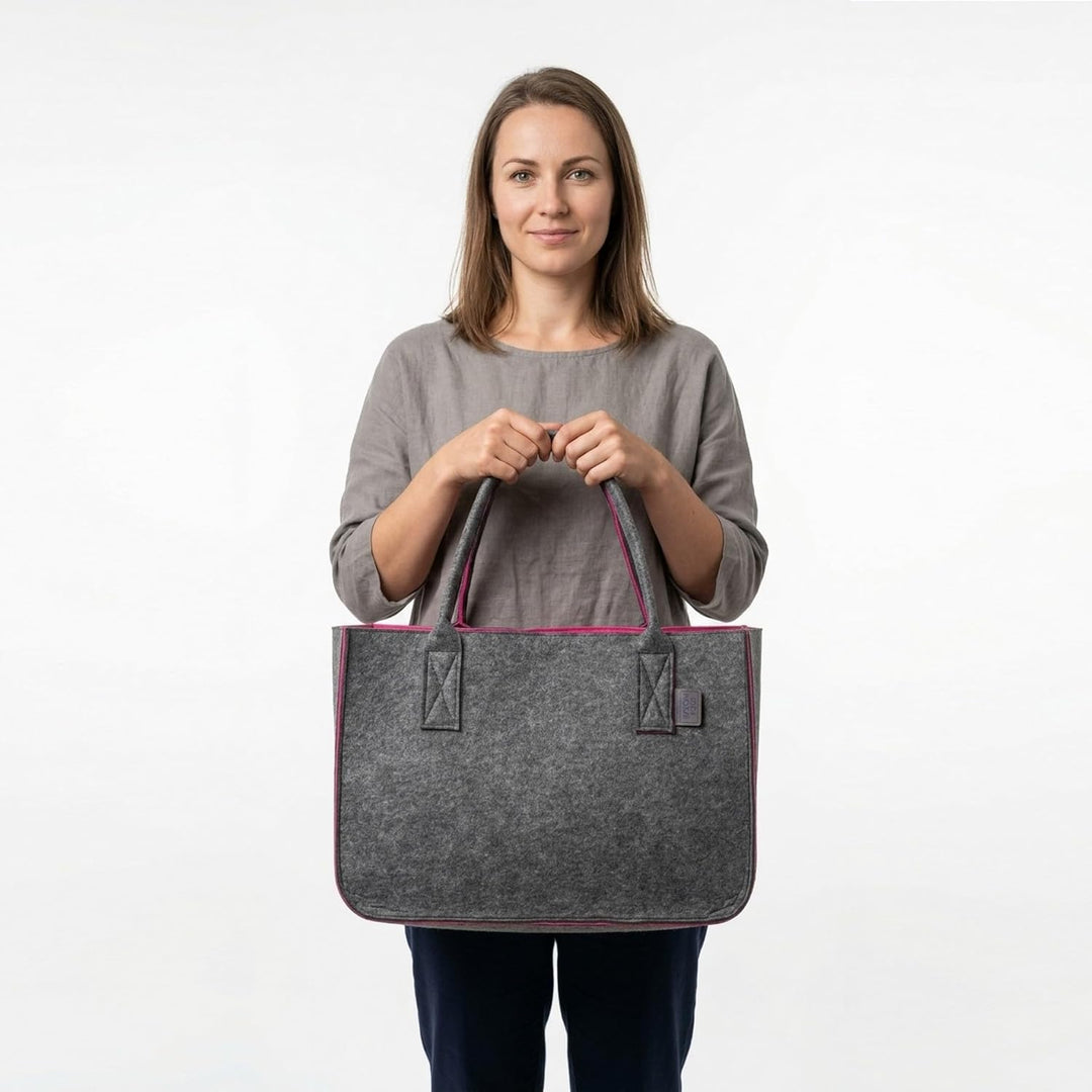 IDEA HOME Filztasche Valencia Shopper Gross-30 Liter Einkaufstasche XXL Zusammenklappbar Einkaufskor