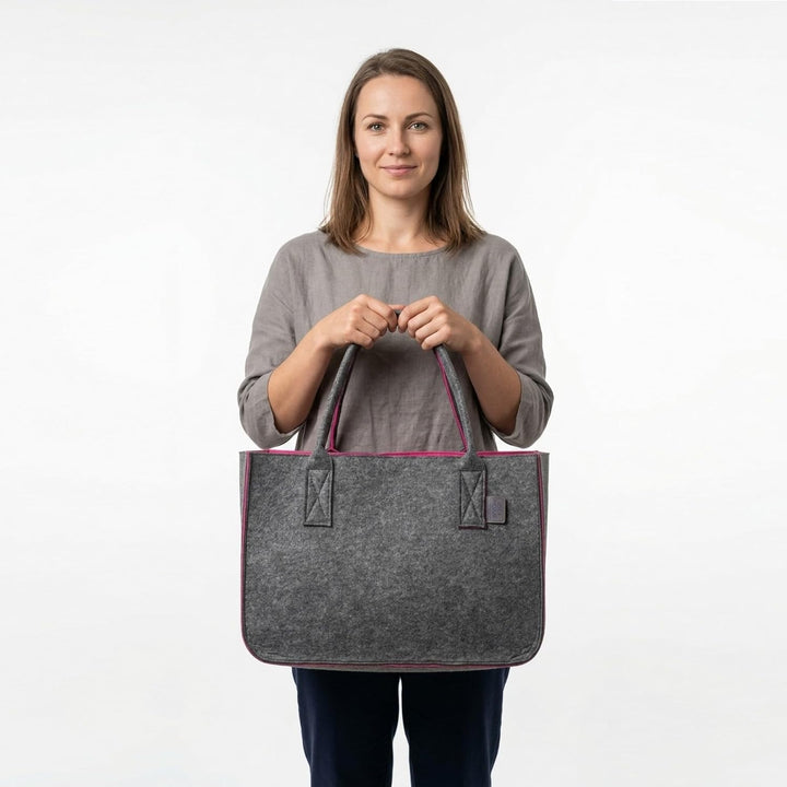 IDEA HOME Filztasche Valencia Shopper Gross-30 Liter Einkaufstasche XXL Zusammenklappbar Einkaufskor