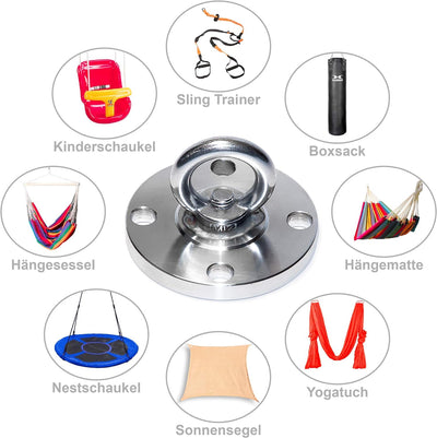 MEGAVERSAL Premium Edelstahl Halterung bis 250 kg | Befestigung für Hängesessel Hängematte Boxsack L