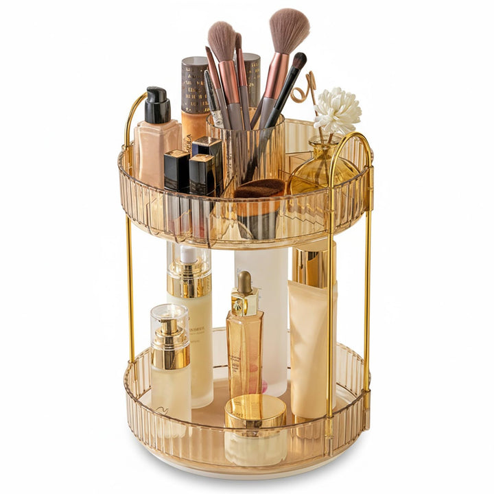 SHANNA Make Up Kosmetik Organizer: 2-stufiger 360° Drehbarer Kosmetik-Parfümständer, Toilettenartike