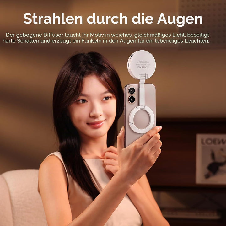ULANZI ML05 Magnetische Selfie Licht für iPhone, Dual Magnet LED Ringlicht mit Spiegel, 9000K CRI≥97