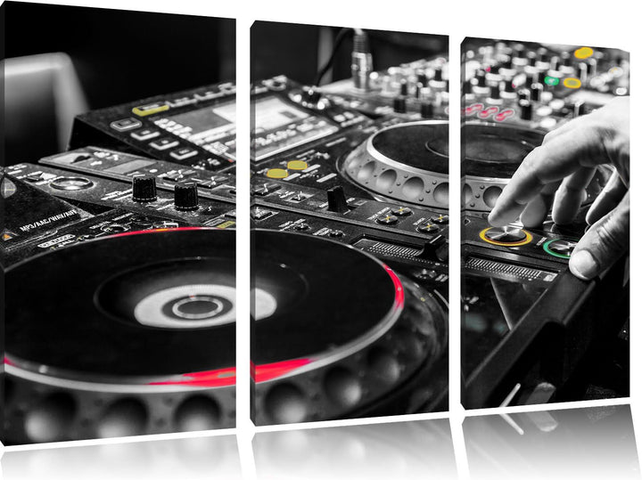 Pixxprint Modern beleuchteter DJ Pult als Leinwandbild/Grösse: 3 Teilig (120x80) cm/Wandbild/Kunstdr