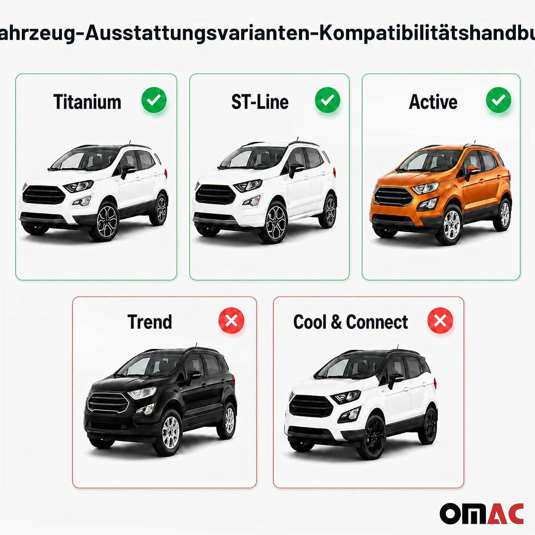 Dachträger Gepäckträger Relingträger kompatibel mit Ford Ecosport 2015-2023 Schwarz Alu 2X
