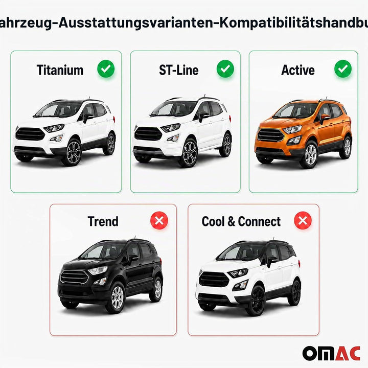 Dachträger Gepäckträger Relingträger kompatibel mit Ford Ecosport 2015-2023 Schwarz Alu 2X