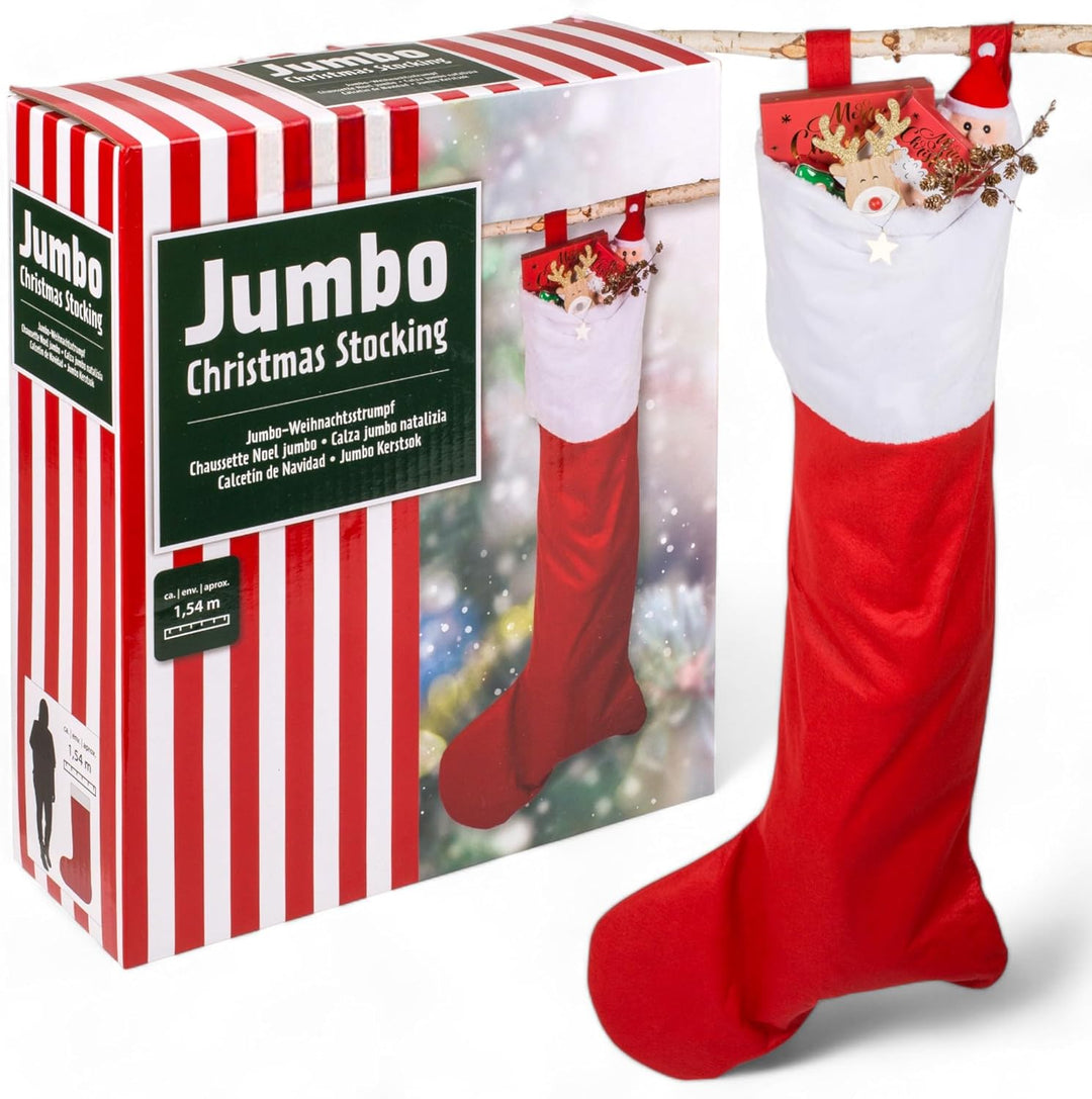MIJOMA Weihnachtszauber - Festlicher XXL-Weihnachtsstrumpf in Jumbo-Grösse, 1,54 m lang, mit vielsei
