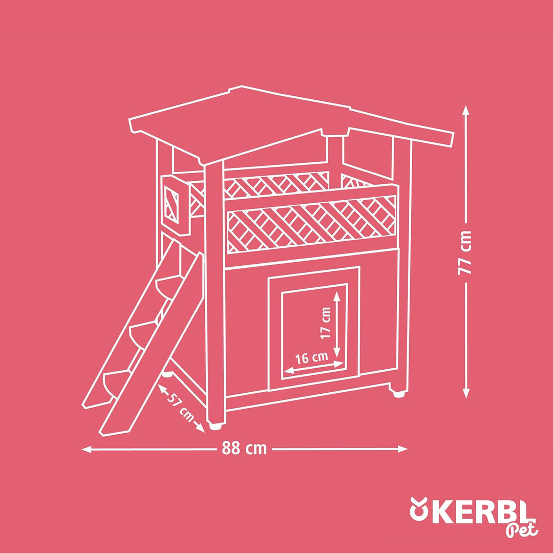 Kerbl Pet Katzenhaus 4-Seasons Deluxe mit Aussichtsplattform, für Sommer und Winter, wärmeisoliert,