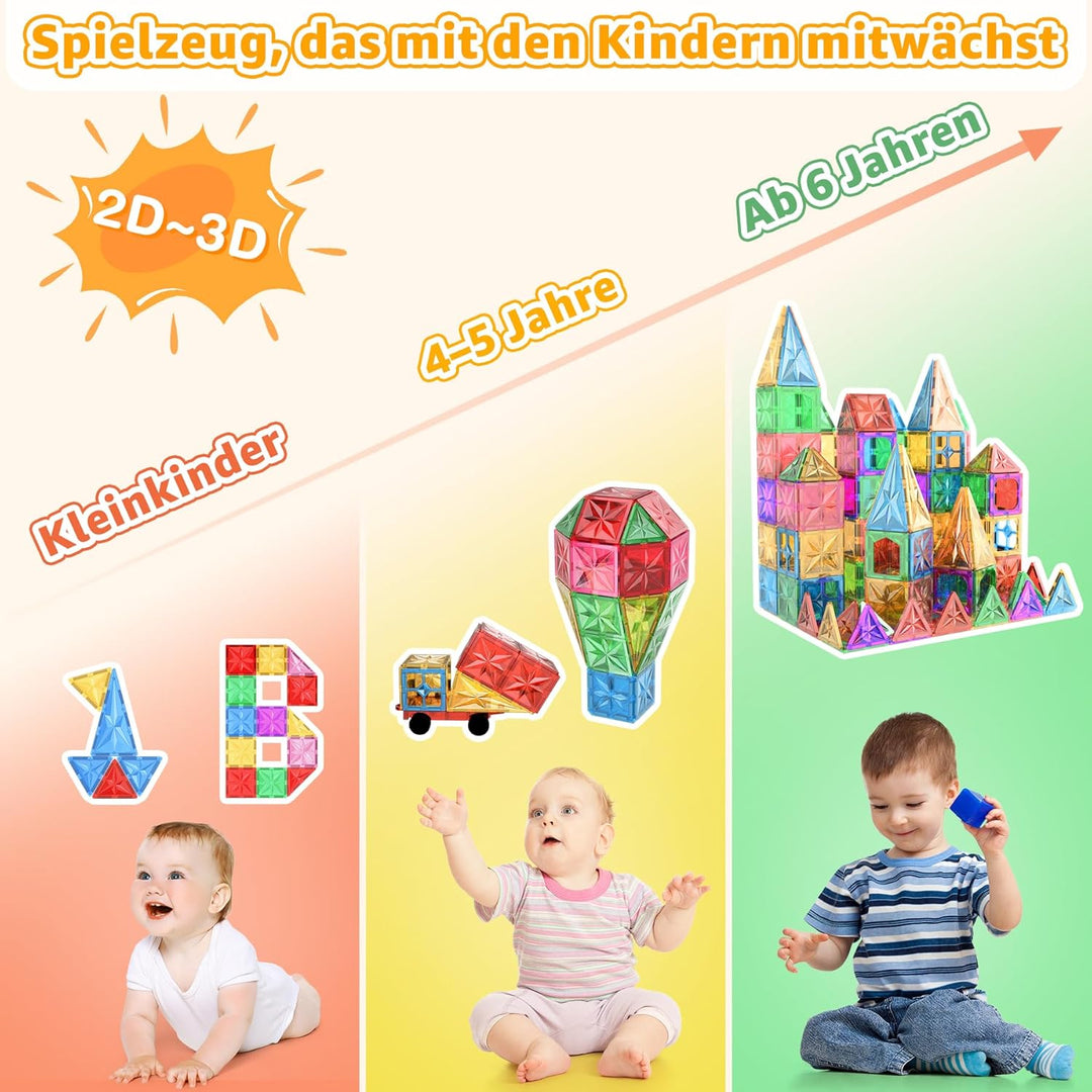 Perbabe Magnetische Bausteine, 61 Teile Magnete Kinder Stärker Magnetbausteine 3D STEM Montessori Sp