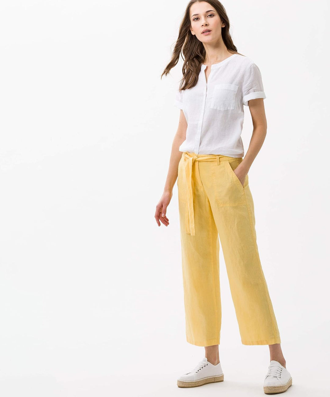 BRAX Damen Style Maine S Verkürzte Leinenhose Hose, Lemonade