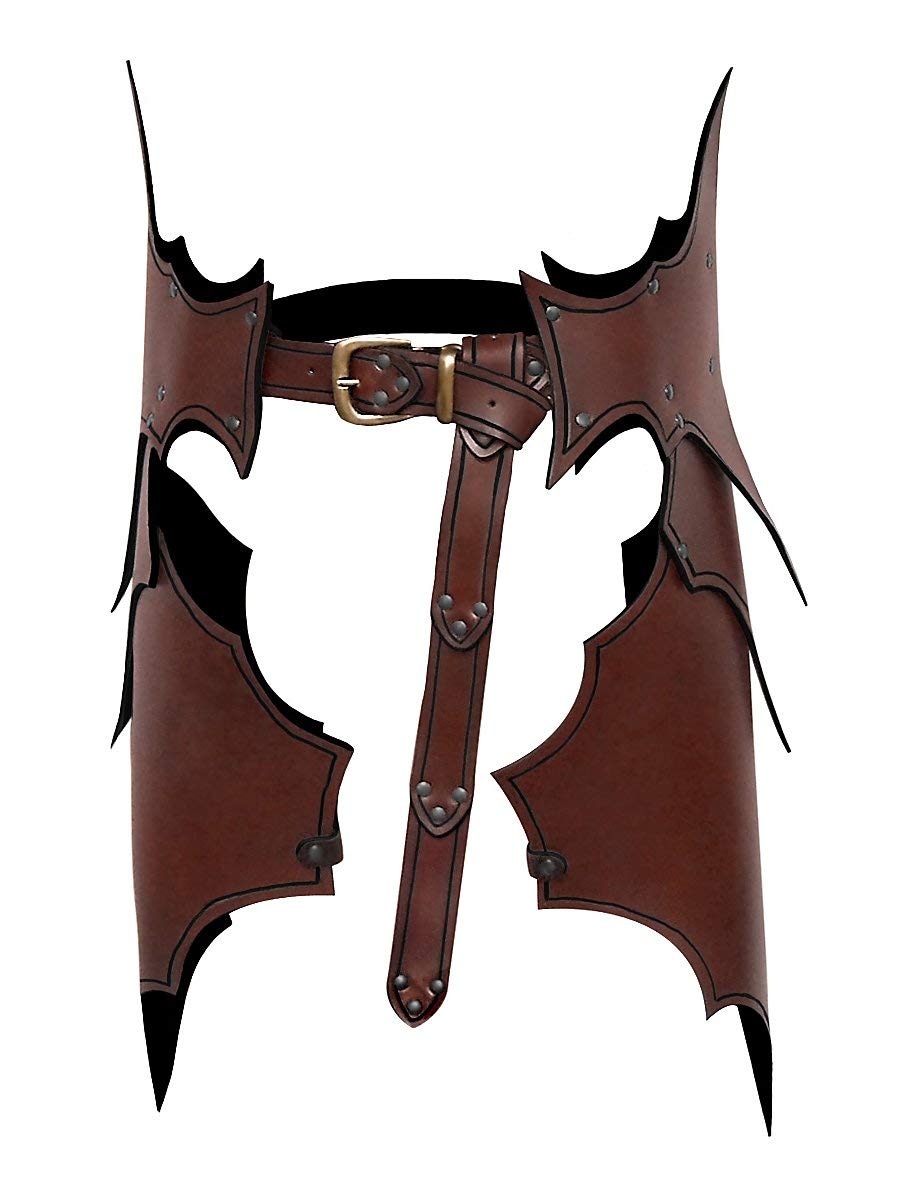 Andracor - Leder Beintaschen im Flammendesign - Fantasy Rüstung für die Oberschenkel - LARP Mittelal