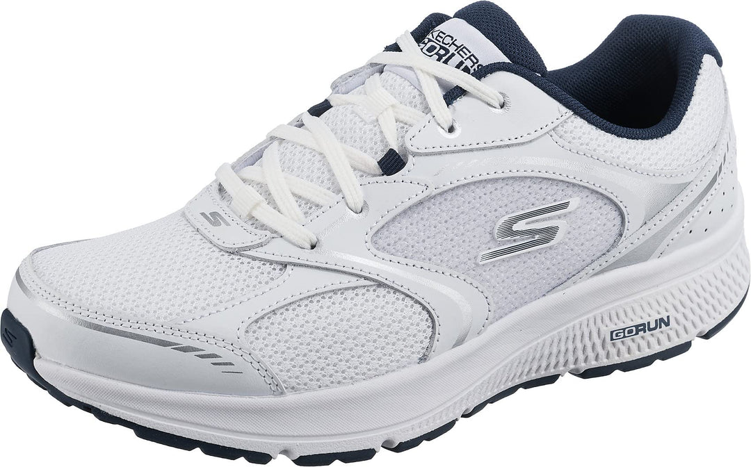 Skechers Go Run Consistent Specie Herren Sneaker 41 EU White And Navy Leather Textile, 41 EU White A