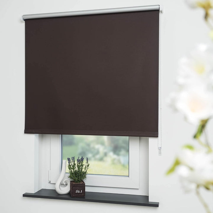 Liedeco® Rollo, Fenster Rollo, Kettenzug-Rollo / 92 x 180 cm (Breite x Höhe), braun/Thermo-Beschicht