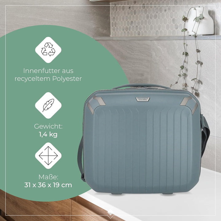 travelite Handgepäck Kosmetikkoffer Hartschale mit recyceltem Innenfutter, Gepäck Serie ELVAA: Styli
