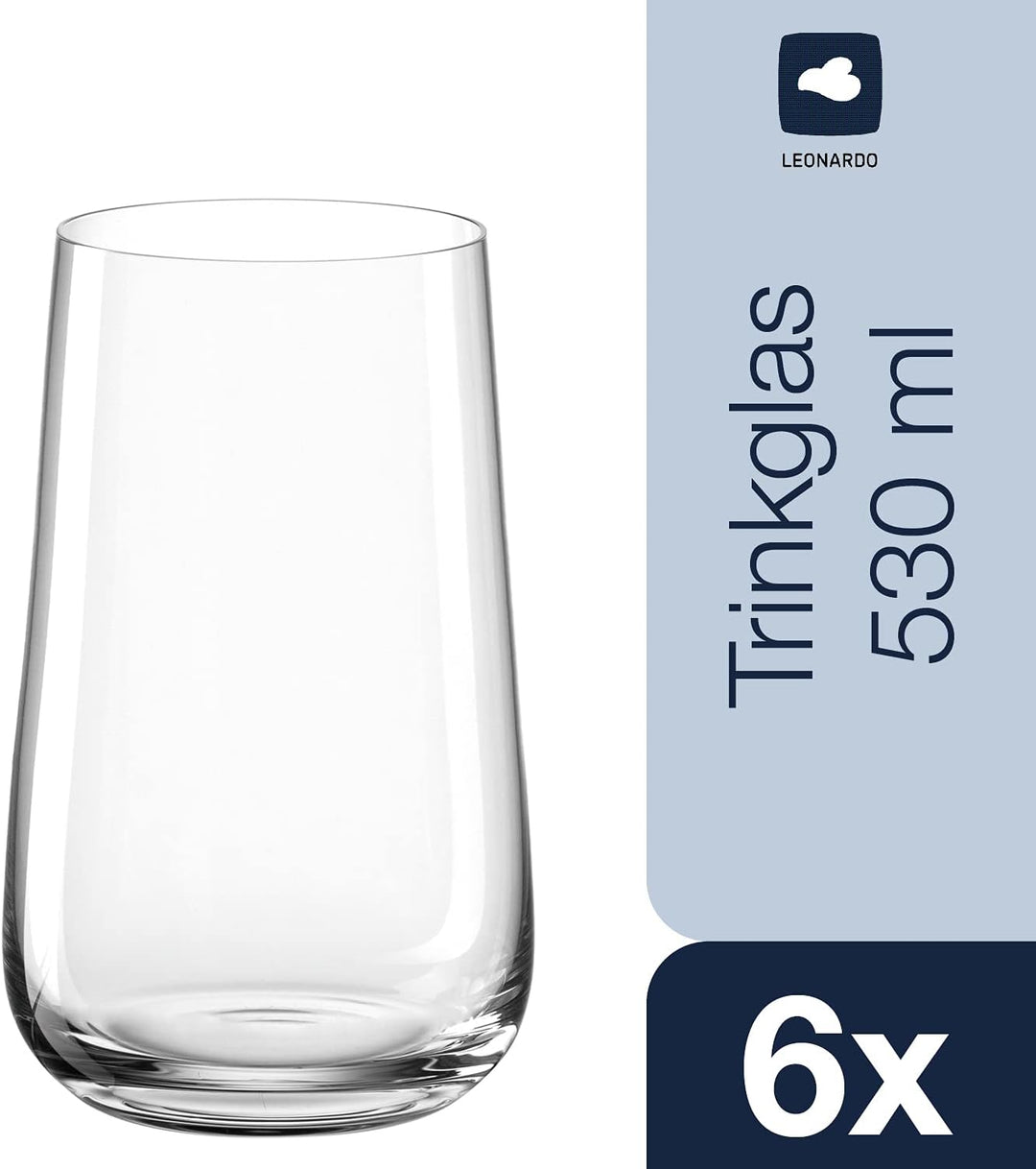 LEONARDO HOME 066417 LD Becher 530ml Brunelli 6er, Glas, 530 milliliters, Klar Trinkgläser gross, Tr