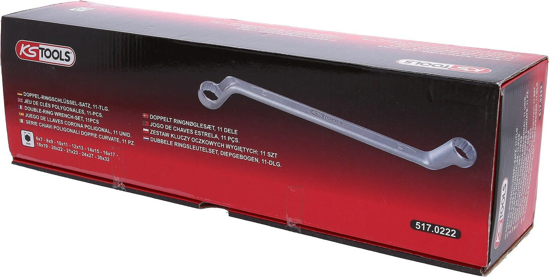 KS Tools 517.0222 CLASSIC Doppel-Ringschlüssel-Satz, gekröpft, 11-tlg. 6-32mm