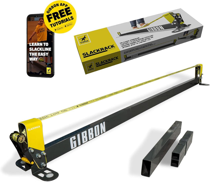 Gibbon SlackRack Classic | Indoor Slackline-System | 2m oder 3m Aufbaulänge | 5cm Breit | Höhe 30cm