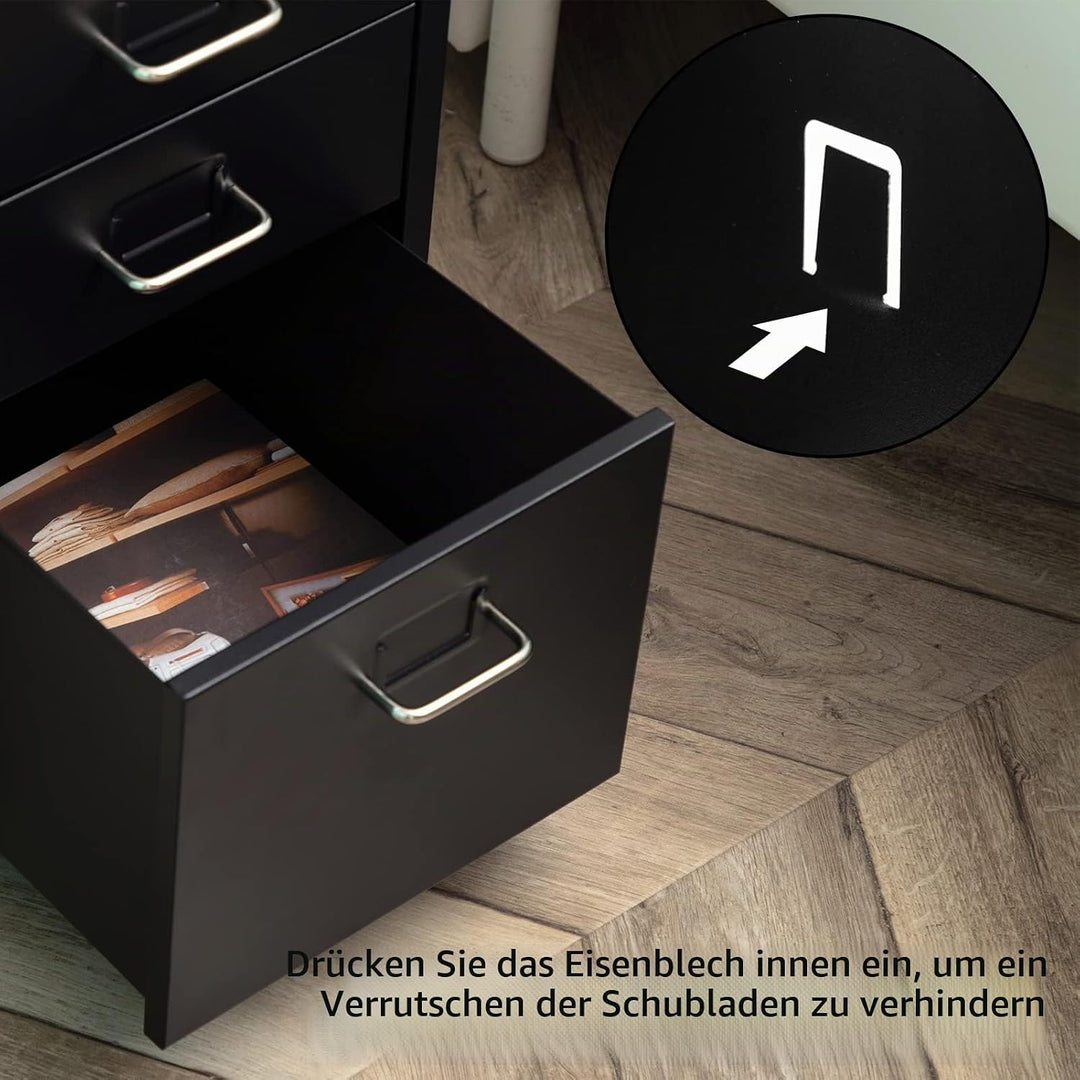 HollyHOME Mobiler Aktenschrank mit 3 Schubladen, rollbarer Aktenordner unter dem Schreibtisch, Aufbe