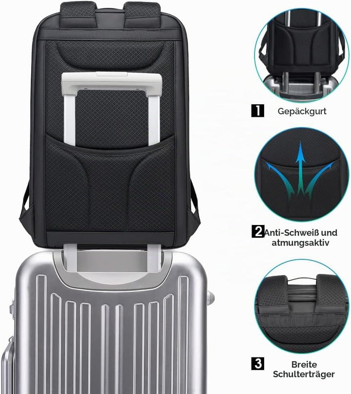 BANGE Anti-Diebstahl-Rucksack mit USB-Ladeanschluss, leichter Business-Rucksack für Damen und Herren