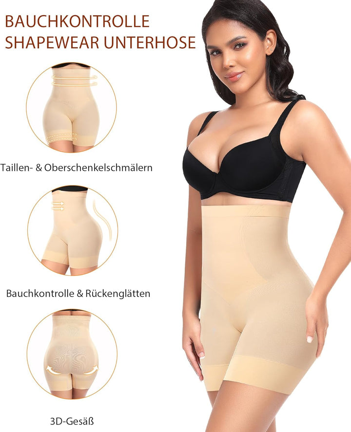 Bauchweg Unterhose Damen Shapewear Hohe Taille Miederhose Shaping Shorts Figurenformend Miederpants