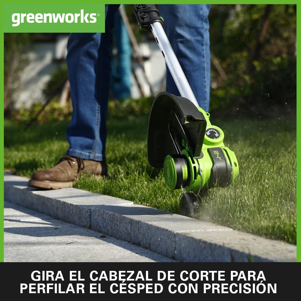 Greenworks G24LT30K2 Akku Rasentrimmer für kleine bis mittelgrosse Gärten, 30 cm Schnittbreite, auto