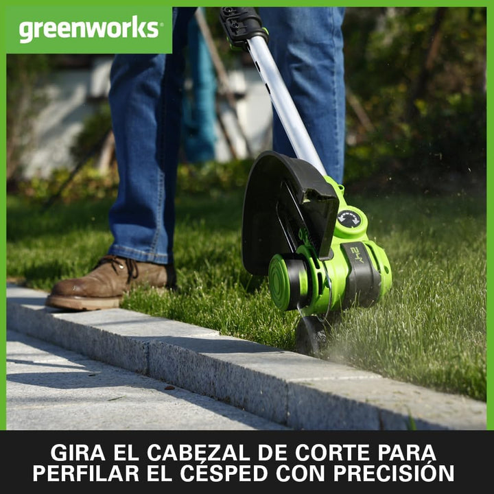 Greenworks G24LT30K2 Akku Rasentrimmer für kleine bis mittelgrosse Gärten, 30 cm Schnittbreite, auto