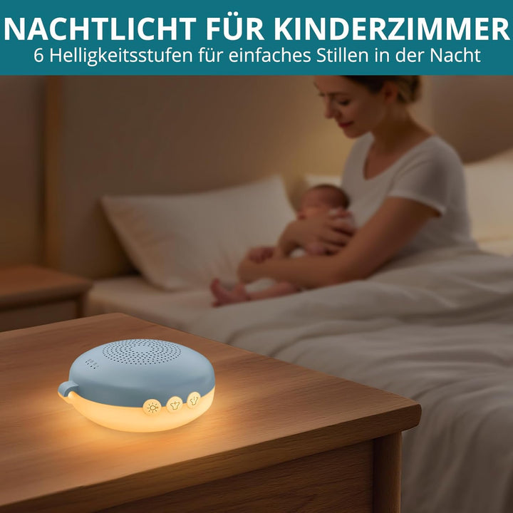 White Noise Machine Mini-Soundmaschine mit 12 Beruhigende Geräusche 3-Timer Memory-Funktion USB-C Wi