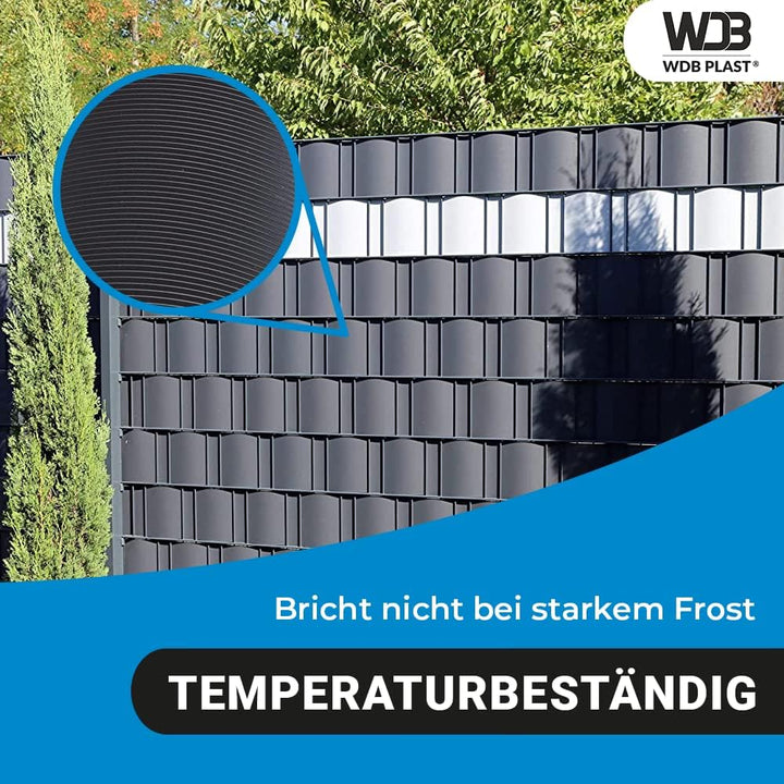 WDB - Sichtschutzstreifen für Doppelstabmatten Sichtschutz Zaun - Set 2X 26 m x 19 cm - Hart PP Wind