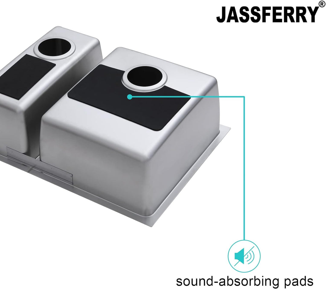 JASSFERRY Küchenspüle 1,5 Becken Unterbau-Küchenspüle, Unterbauspüle aus Edelstahl Abfluss Rohrsatz,