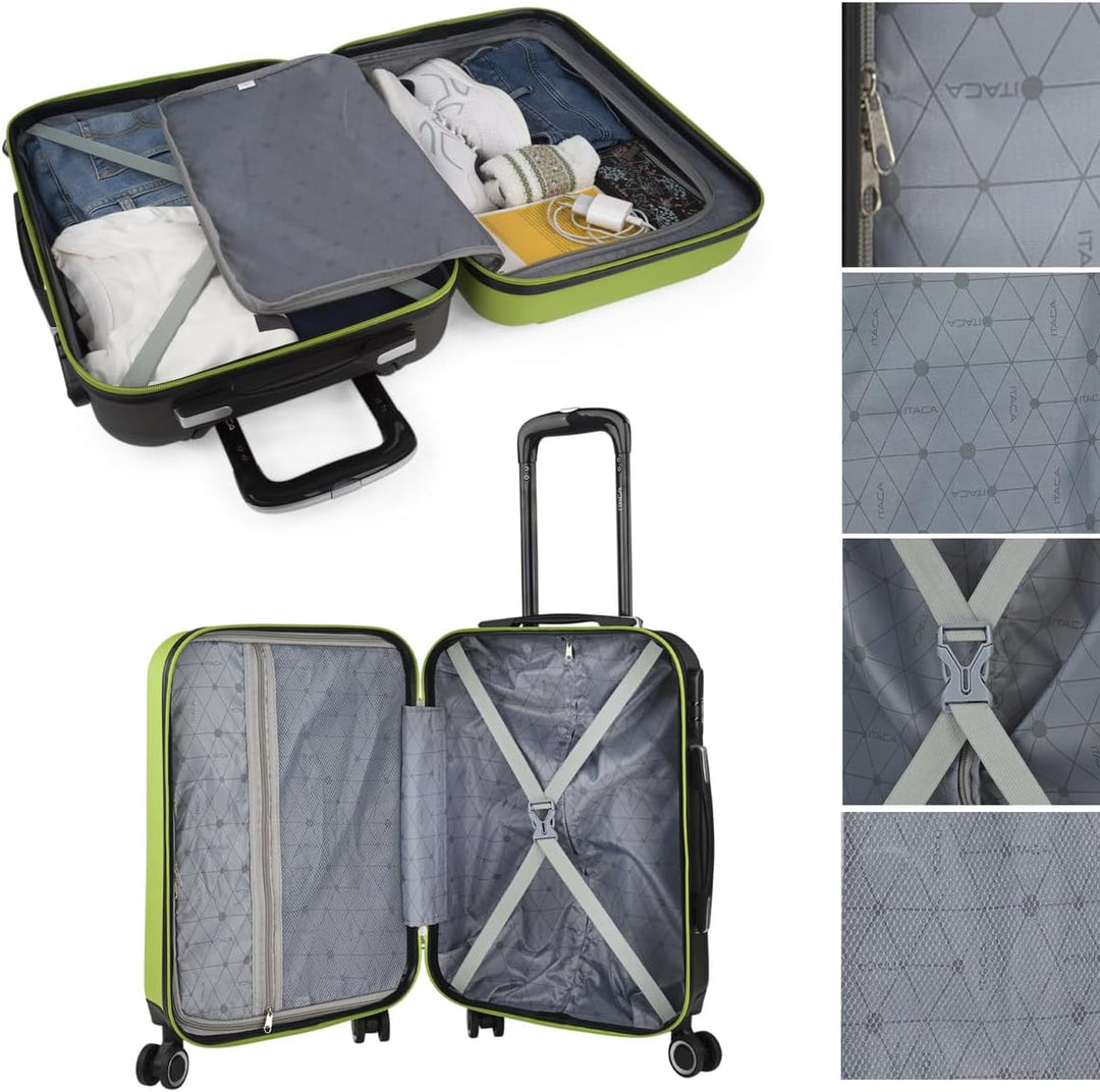 ITACA - Trolley Handgepäck Cabin Trolley Koffer Reisekoffer Hartschalenkoffer mit Zahlenschloss - Ka