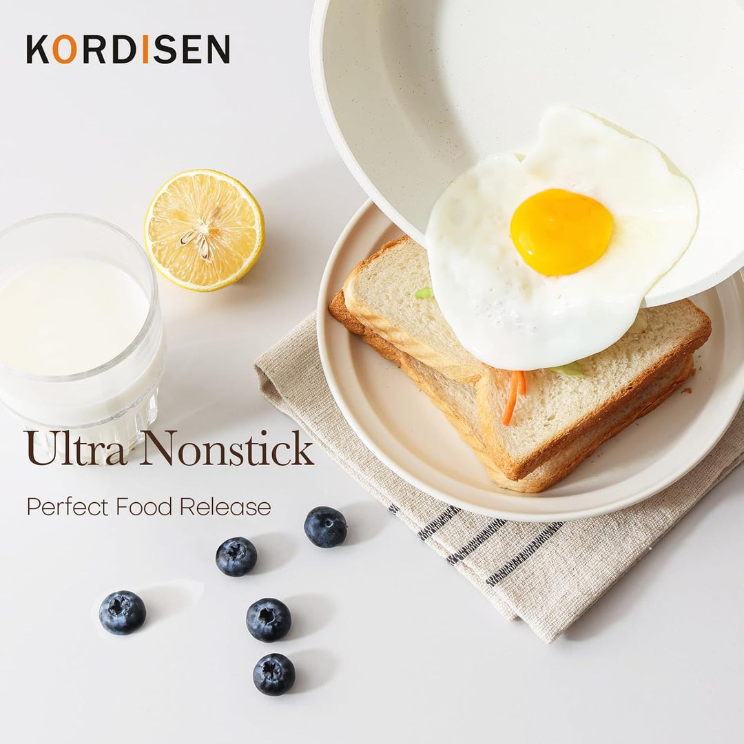 Kordisen 32 cm Keramik Bratpfanne mit Deckel, Antihaft Keramik Pfanne Induktion, Gesund und Ungiftig