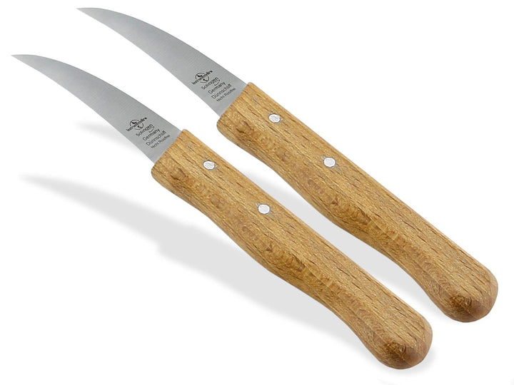Schälmesser Solingen Vogelschnabel 2er Set mit Nicht Rostfreier gebogener Klinge Küchenmesser Extra