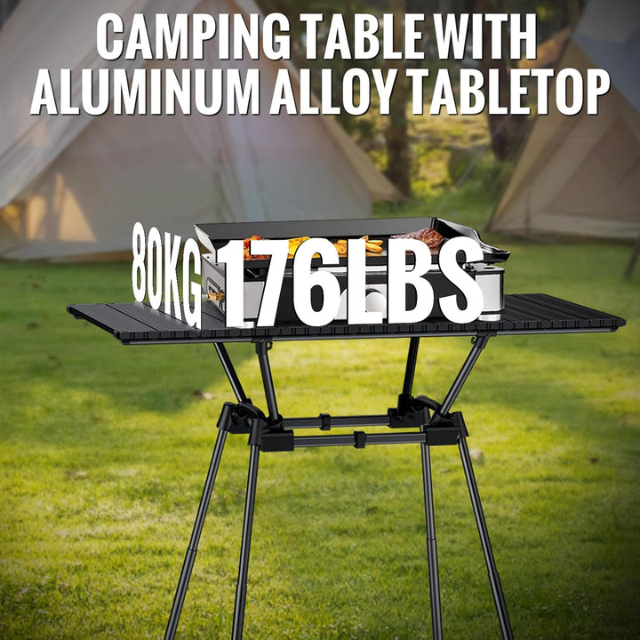 GARLLEN Campingtisch klappbar, 89x40,5cm & 4 höhenverstellbar Klapptisch Aluminium Leicht Mehrzweckt